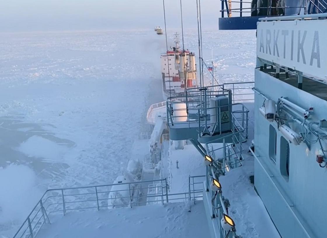 Nuclear Icebreakers Escort Convoy Through Northern Sea Route